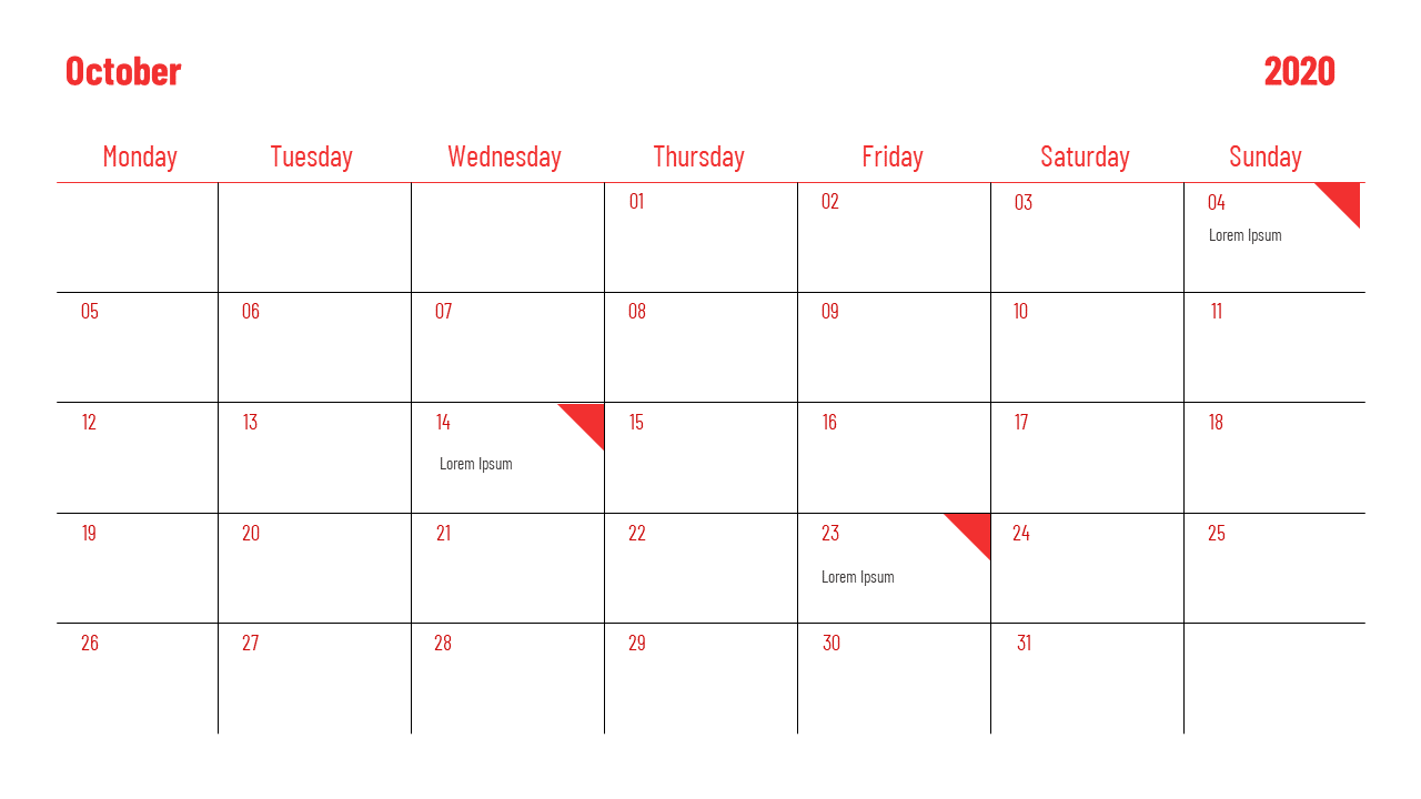 powerpoint calendar template-october